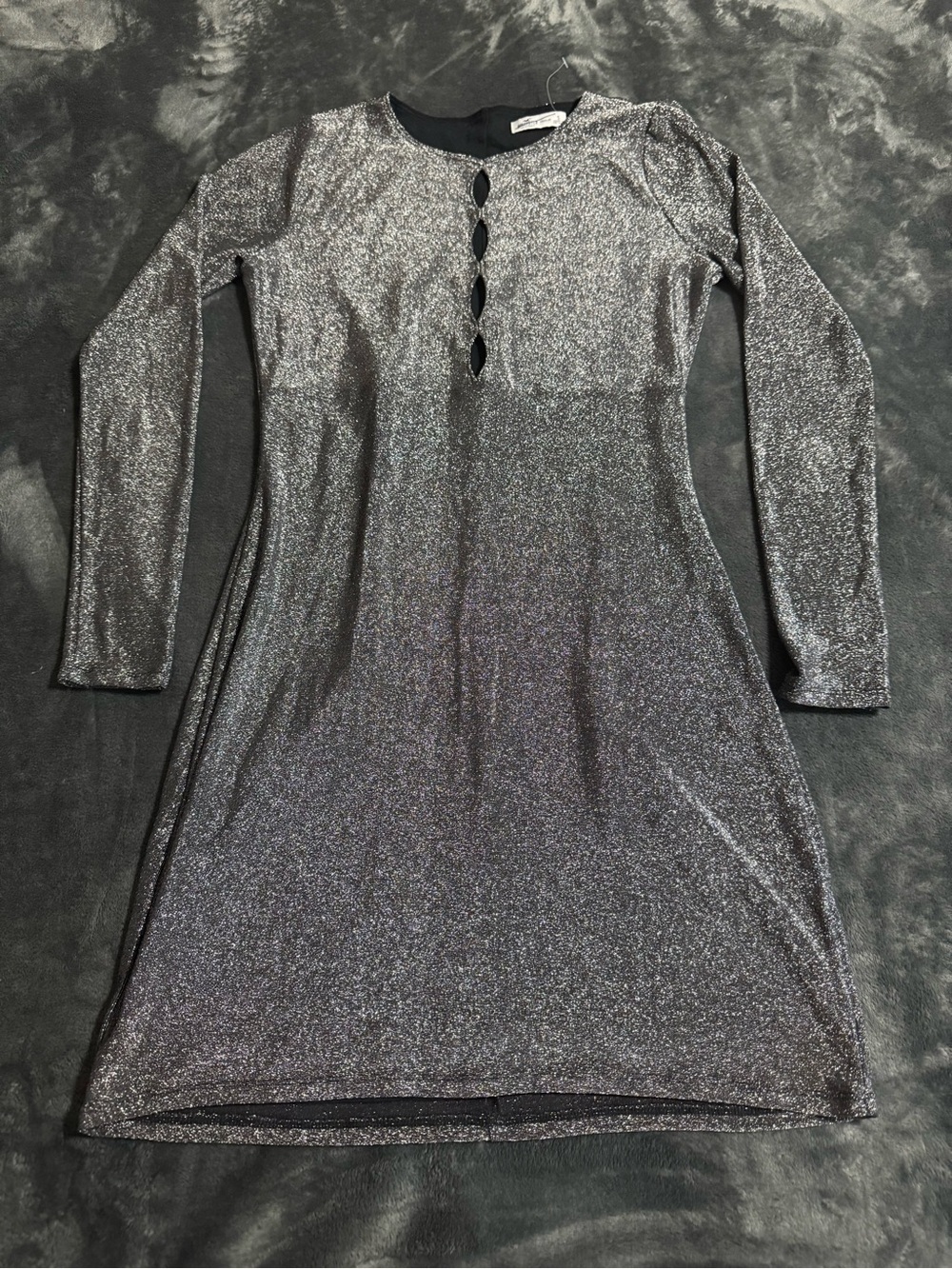Hollister Silver Sparkly Key Hole Dress Size Small Bodycon